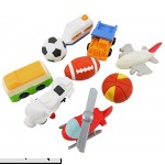 Mini Erasers Take-Apart Choose A Profession Helicopter Motorcycle Bus Dump Truck Airplane Ship Football Soccer Ball Basketball Pack of 9  B01M234KVX
